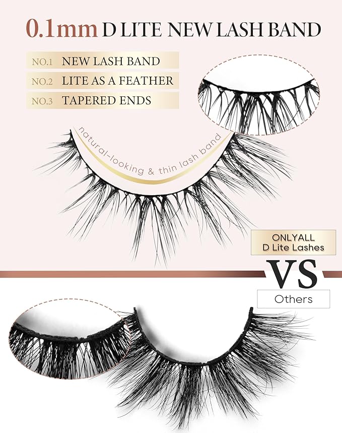 Onlyall Cat Eye Lashes Natural Lashes False Eyelashes Fox Eye Lashes False Lashes 7 Pairs D5-GlimoraGlow