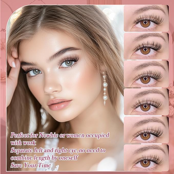Lash Clusters - Dark Brown Lashes 360PCS Natural Wispy Fluffy Eyelash Clusters 8-16 MM Eyelash Extensions D Curl Faux Mink Lash Extensions DIY at Home-GlimoraGlow