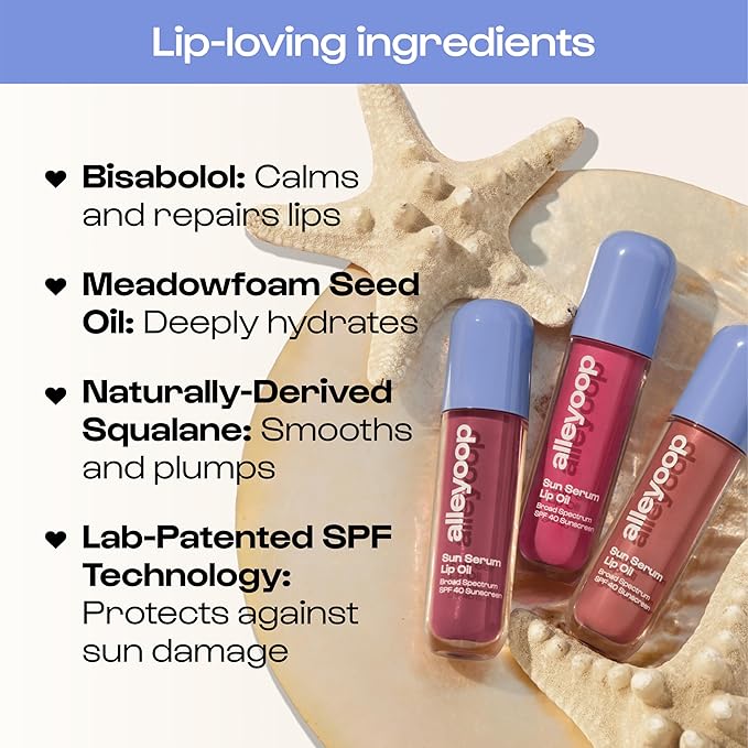 ALLEYOOP Sun Serum Lip Oil SPF 40 – Tinted Lip Oil with SPF, Hydrating Tinted Lip-Moisturizer for Women, Lips Sunscreen for Cracked Lips, Smooths & Soothes, Vegan, Travel-Friendly, Whirlwind-GlimoraGlow