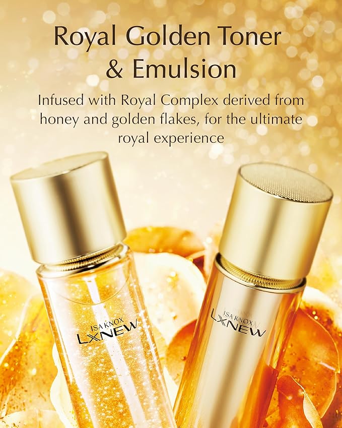 ISA KNOX LXNEW Royal Golden Skincare Gift Set (11.4fl oz) - Luxury Gift Set for Rejuvenation and Youthful Radiance. Korean Skincare by LG Beauty. Royal Peptides & Jelly, Niacinamide,-GlimoraGlow