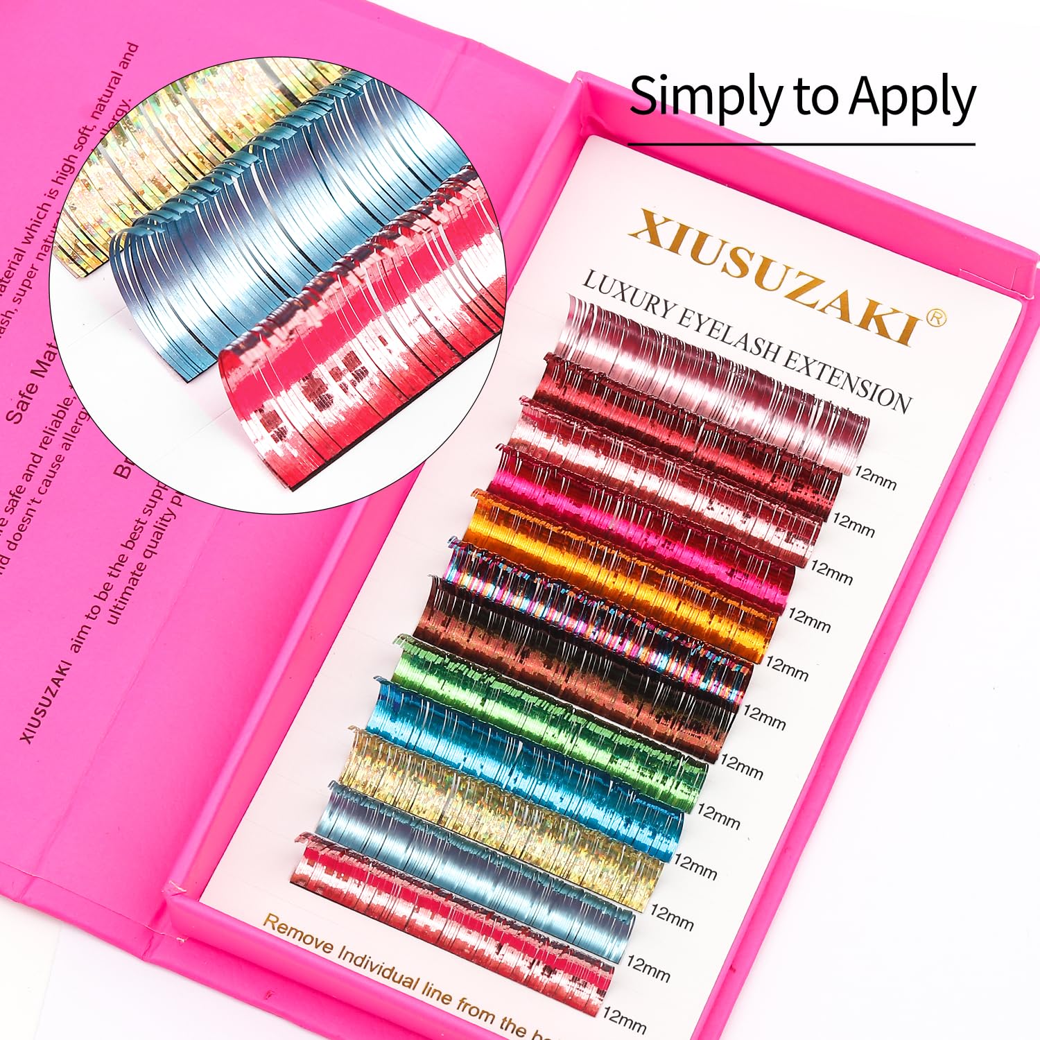 Glitter Spike Tinsel Eyelash Extensions 0.07 Colored Lashes Extension C Curl Lashes 15mm Lash Extensions Soft False Eyelashes Volume Lashes 12 Rows Professional Use(Glitter,0.07-C,15mm)-GlimoraGlow