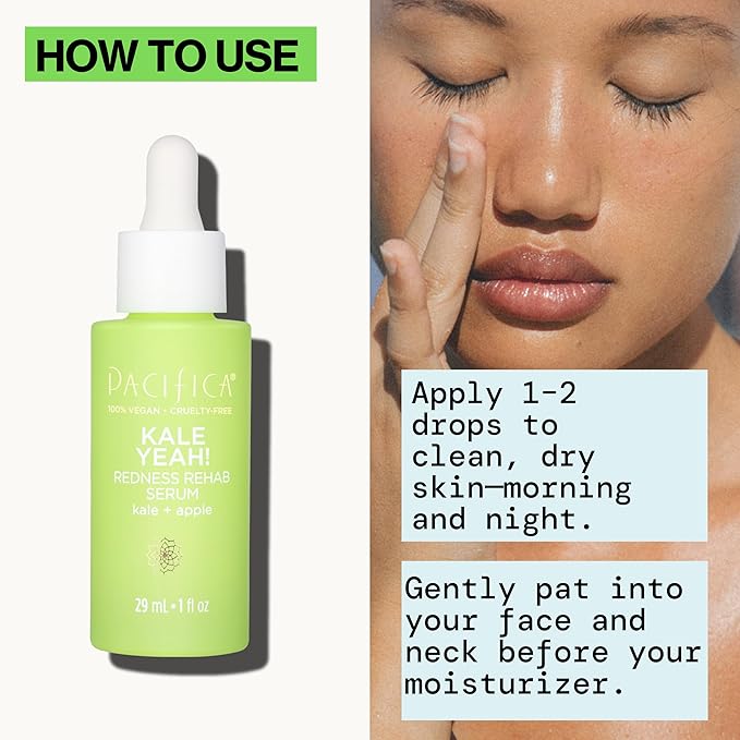 Pacifica Kale Yeah! Redness Rehab Serum – Niacinamide & Super Greens Face Serum to Calm Redness, Minimize Pores & Oil, Soothing Anti-Redness for Oily/Combination Skin Vegan Dermatologist Tested-GlimoraGlow