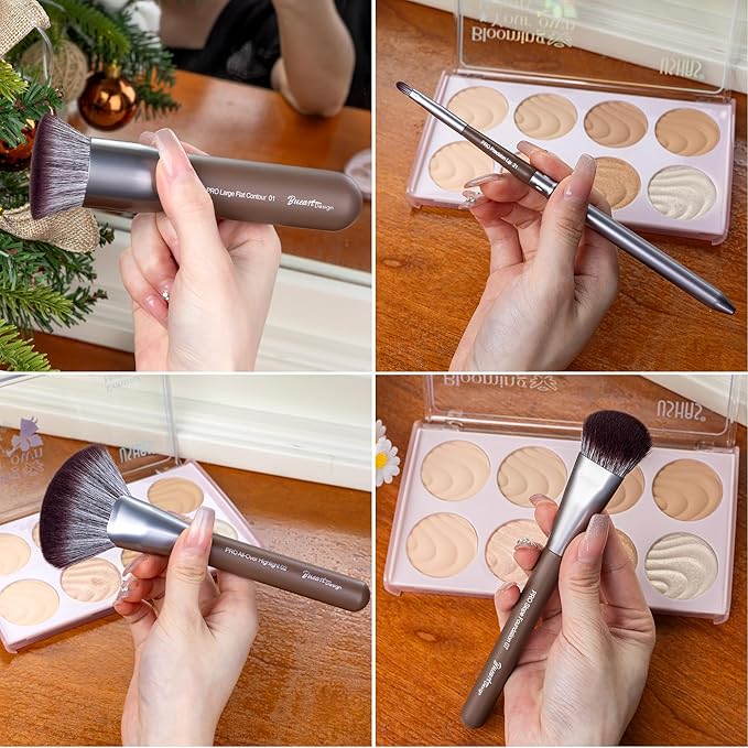 Bueart Design 26 Pcs Chocolate-colored Gift Makeup Brushes Set with Extra Large Holder,Elegant Make up Brushes for Foundation,Face Blending Powder, Contour, Highlight, Concealer, Eyeshadow-GlimoraGlow