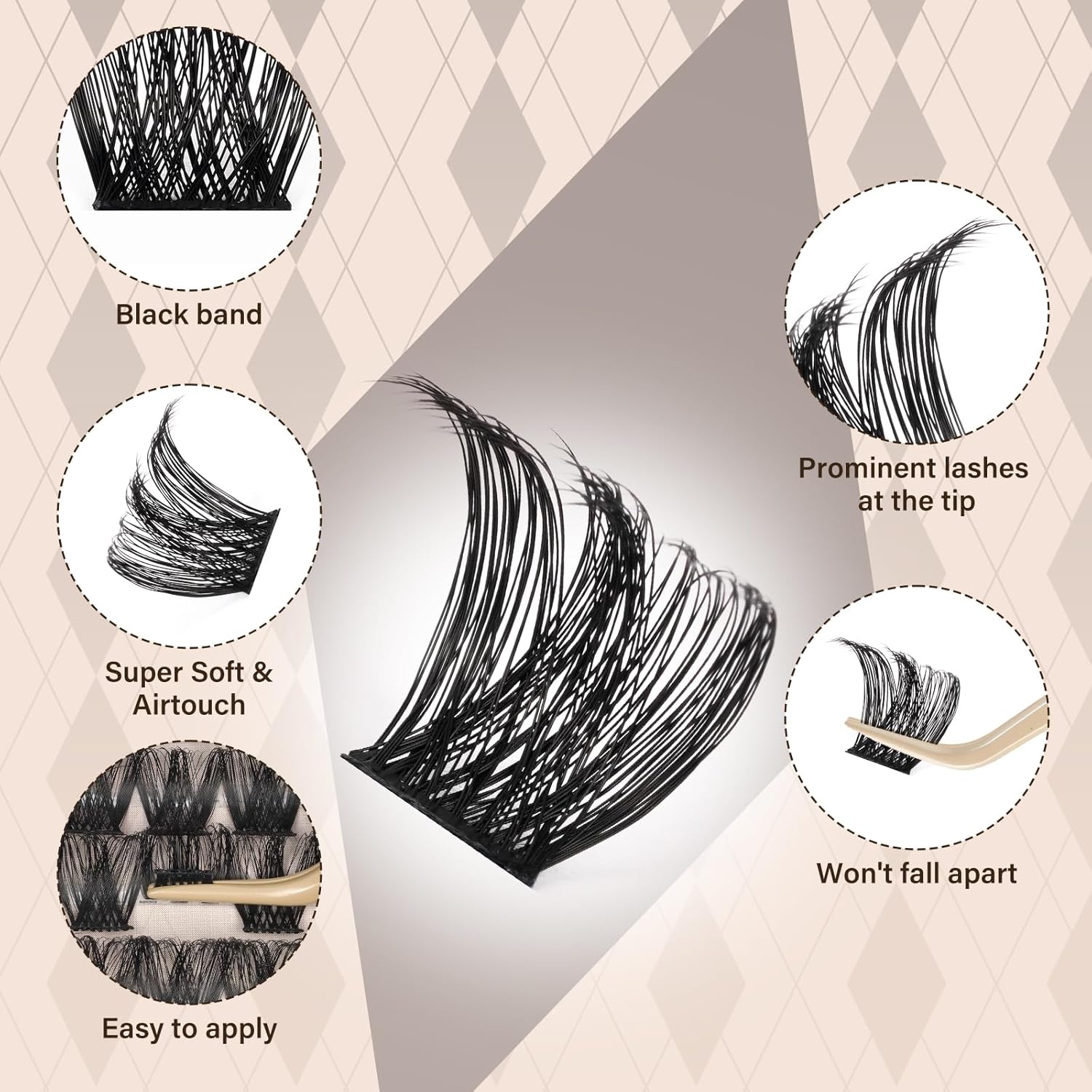 JMS&JMS Lash Clusters Kit Lash Extension Kit with Lash Bond and Seal Eyelash Applictor Lash Remover Eyelash Brush Lash Extension Kit for Beginner (MISS BELLA-8-18mix)-GlimoraGlow