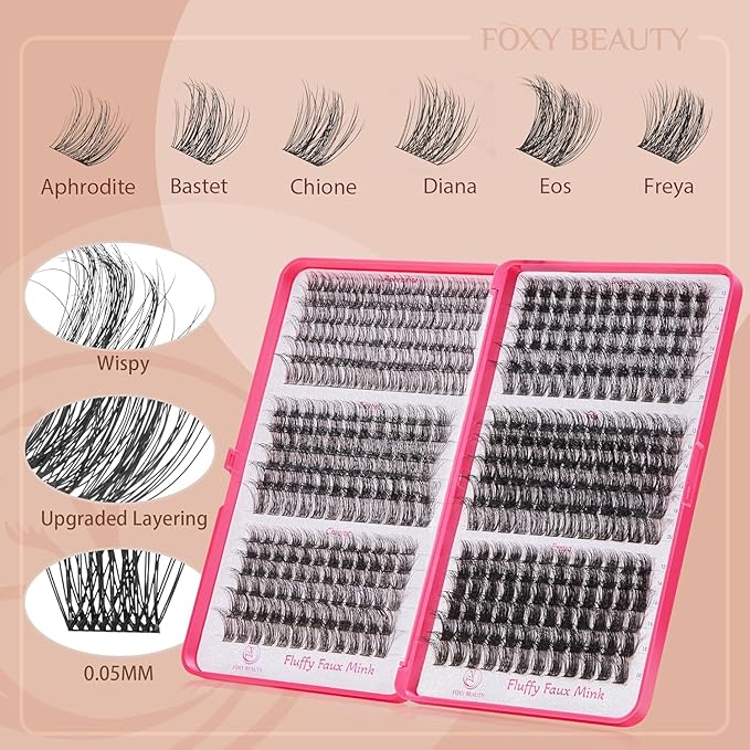 Diva Lash Clusters Kit - 432 Pieces Lash Clusters D Curl Lash Extension Kit Fluffy Lash Clusters Kit WideSpan Individual Lashes 12-20mm Eyelash Clusters, Eyelash Extension Kit With Bond and Seal-GlimoraGlow