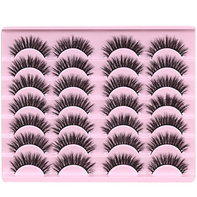 FARRED Lashes Natural Look Short Cat Eye Natural Lashes Fluffy Wispy False Eyelashes 14 Pairs Faux Mink Strip Eye Lashes Pack for Daily Makeup (F7 | 6-15mm)-GlimoraGlow