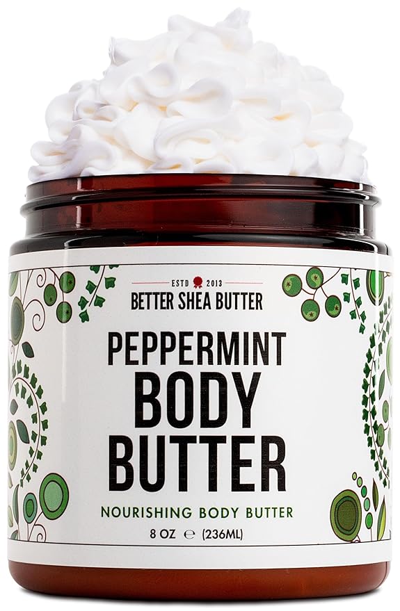 Peppermint Body Lotion | Moisturizer for Dry Skin | with Raw Shea Butter and Jojoba Oil | No Synthetic Fragrances, Non-Greasy Body Cream for Men and Women | 8 oz-GlimoraGlow
