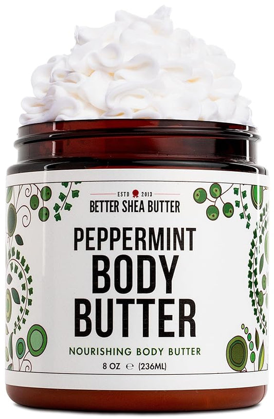 Peppermint Body Lotion | Moisturizer for Dry Skin | with Raw Shea Butter and Jojoba Oil | No Synthetic Fragrances, Non-Greasy Body Cream for Men and Women | 8 oz-GlimoraGlow