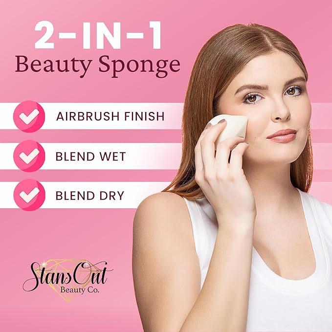 StansOut Memory Foam Makeup Sponge – No-Water-Needed Blender for Liquid, Cream & Powder Foundation – Airbrush Finish, Flawless Application-GlimoraGlow