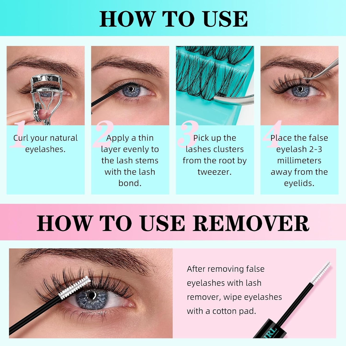 Lash Clusters Kit 200PCS 30D Eyelash Extension Kit D Curl Wispy Eyelash Clusters DIY Natural Individual Lashes Kits Lashes Extensions Kit with Lash Bond and Remover Eyelash Tweezer at Home-GlimoraGlow