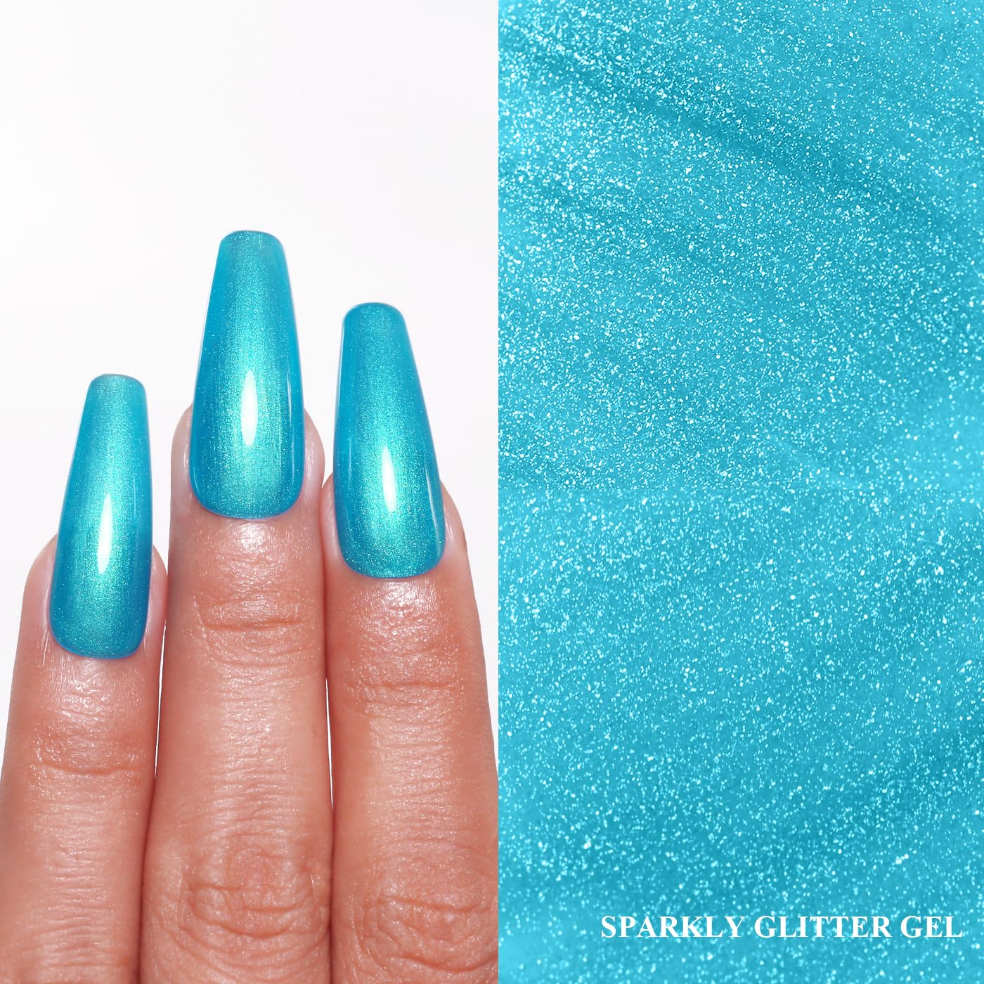 Imtiti Glitter Gel Nail Polish, Bright Blue Pearl Glitter Nail Gel Polish Diamond Shimmer Sparkle Soak Off UV LED Spring Summer Manicure 10ML-GlimoraGlow