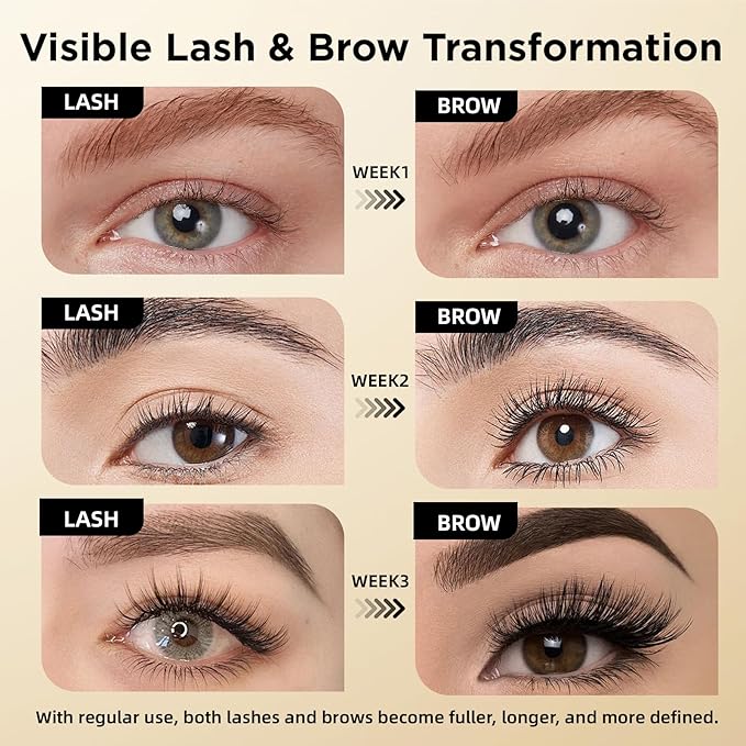 Eyelash & Eyebrow Growth Serum – 15 Plant Extracts for Longer, Denser & Fuller Lashes & Brows, Boosts Natural Hair Development,eyelash serum,Hypoallergenic Oil-Free,lash growth serum (Golden Yellow)-GlimoraGlow