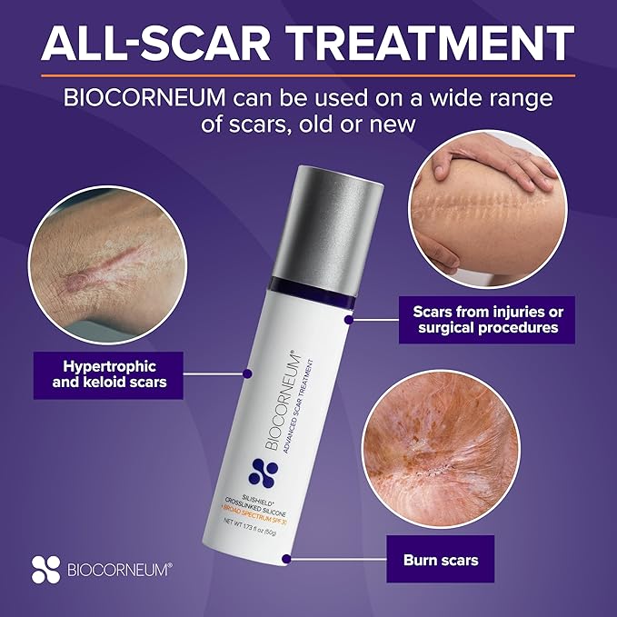 Biocorneum Advanced Scar Treatment with Silishield® & SPF 30 10g – Made in the USA, Fast-Drying, Silicone Scar Gel - Surgeon Recommended for New & Old Scars - Suitable for Children Over 6 Months-GlimoraGlow