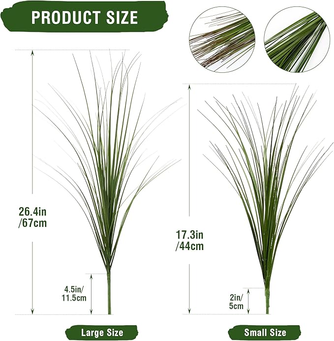 24PCS Fake Plants Artificial Wheat Grass Greenery Plastic Plants Fake Grass Artificial Plants for Outdoor Decor Artificial Grass Plant with Greenery Stems for Indoor Home Decoration 26.4"