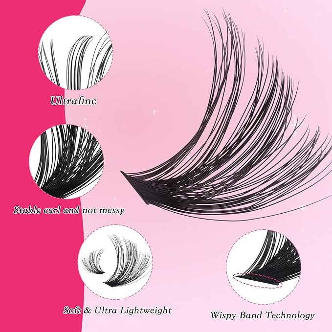 Lash Clusters 600PCS - Eyelash Clusters 20D+30D+40D+50D+60D+80D Wispy Individual Lashes D Curl Lash Extension 10-18MM Natural Lash Clusters DIY Cluster Eyelash Extensions for Beginners-GlimoraGlow