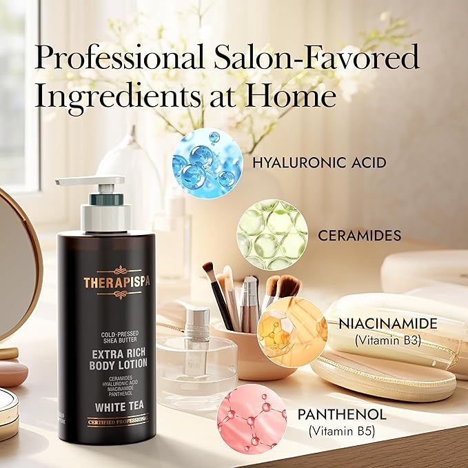 Scented Body Lotion for Women – Nourishing & Hydrating Moisturizer with Shea Butter, Ceramides & Panthenol to Comfort & Restore Dry Skin (White Tea, 17.0 fl oz)-GlimoraGlow