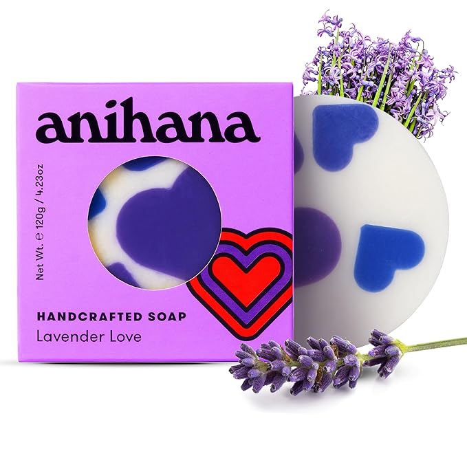 ANIHANA Handcrafted Natural Soap with Coconut Oil, Gentle Cleansing, Paraben Free, Refreshing Lavender Love Scent, 4.23 oz-GlimoraGlow