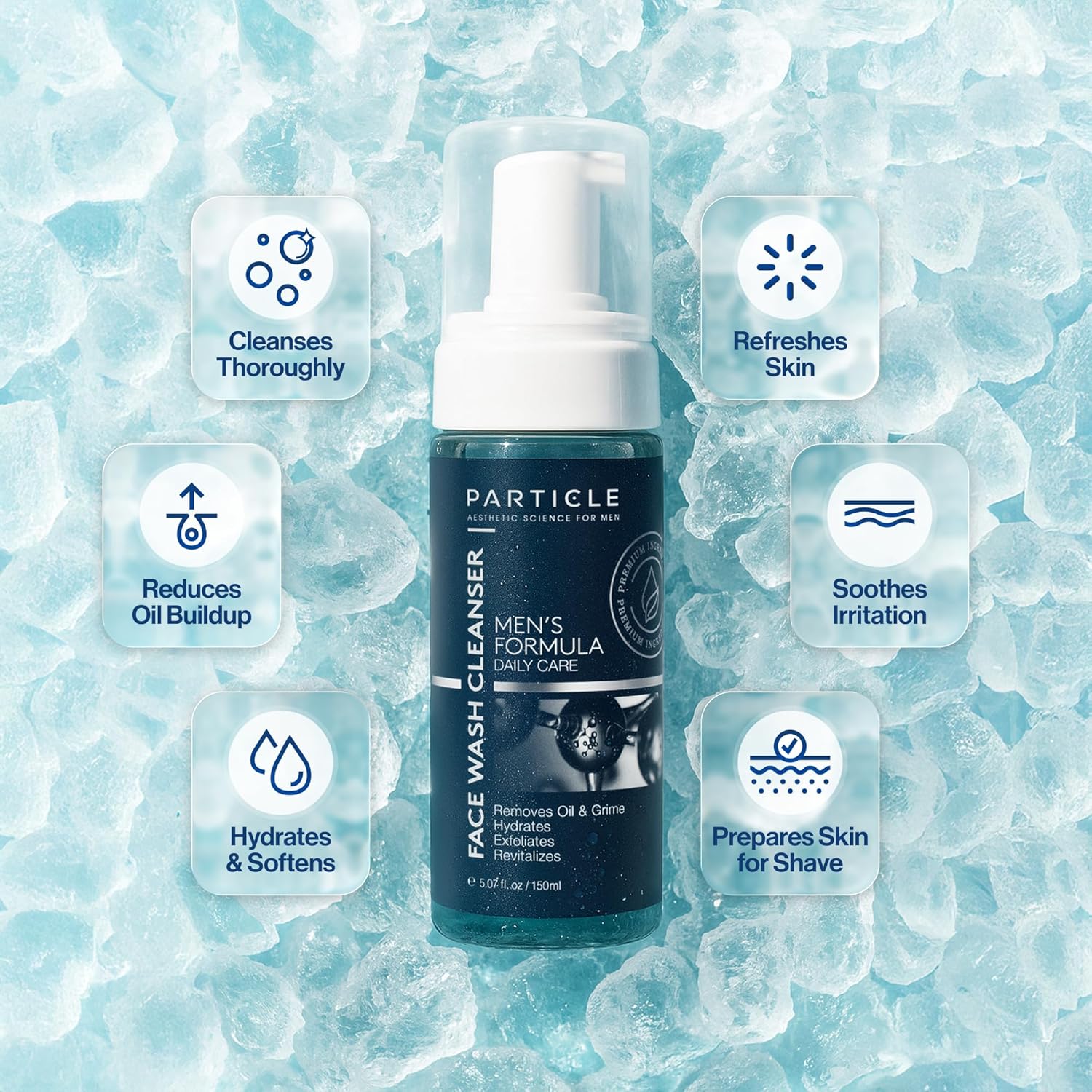 Particle Mens Face Wash - Anti Aging Face Cleanser for Men (5.07 Oz) - Daily Moisturizing Face Wash for Men - Revitalizes, Hydrates & Soothes, All Skin Types & All Ages-GlimoraGlow