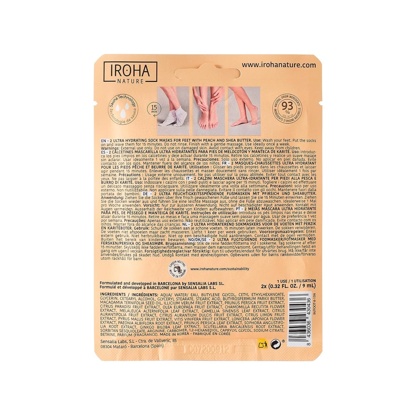 IROHA NATURE Repairing Foot Mask Socks with Peach & Shea Butter | 4 Pairs | Deep Hydration & Instant Repair | For Dry & Cracked Feet | Natural & 100% Vegan | Proven Results-GlimoraGlow