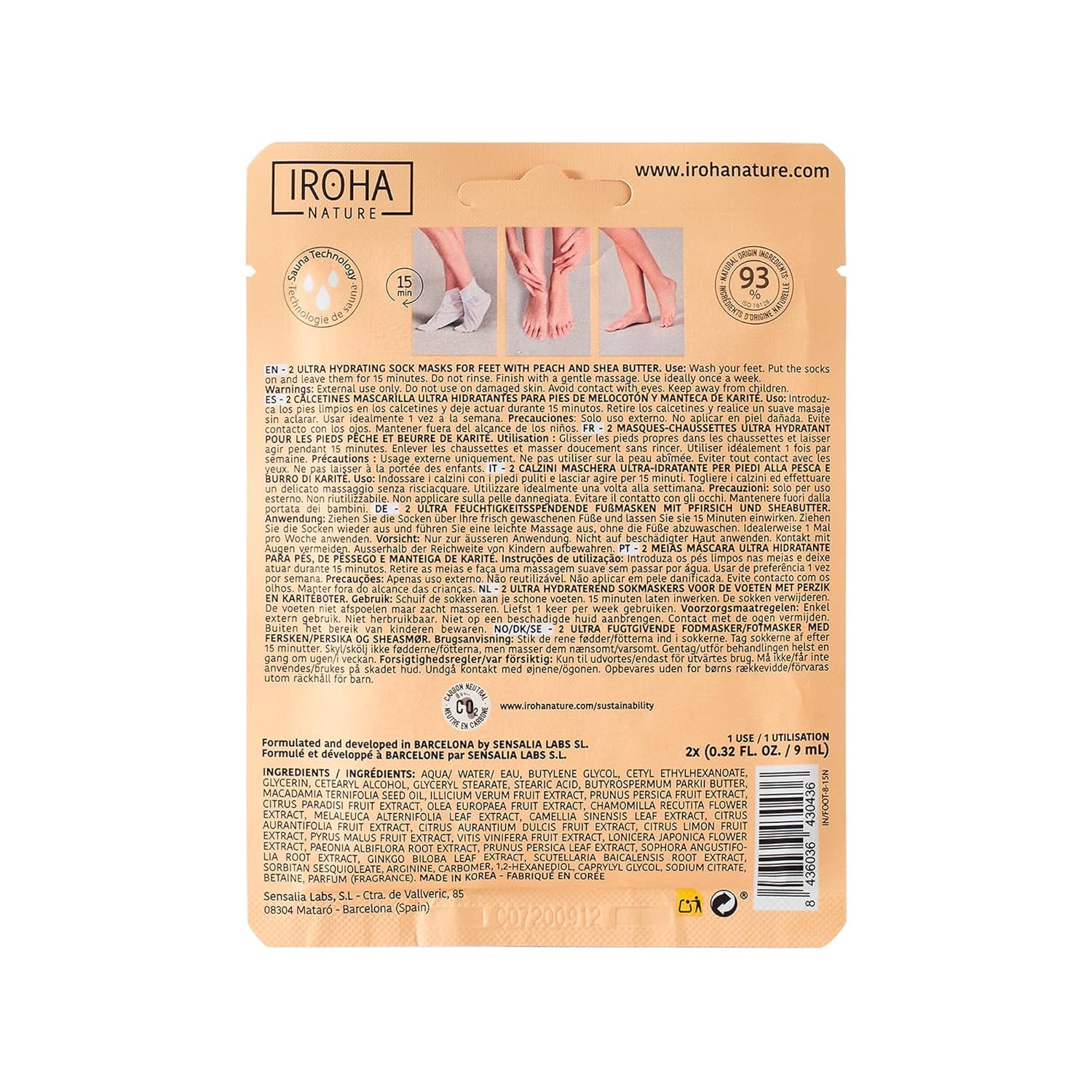 IROHA NATURE Repairing Foot Mask Socks with Peach & Shea Butter | 4 Pairs | Deep Hydration & Instant Repair | For Dry & Cracked Feet | Natural & 100% Vegan | Proven Results-GlimoraGlow