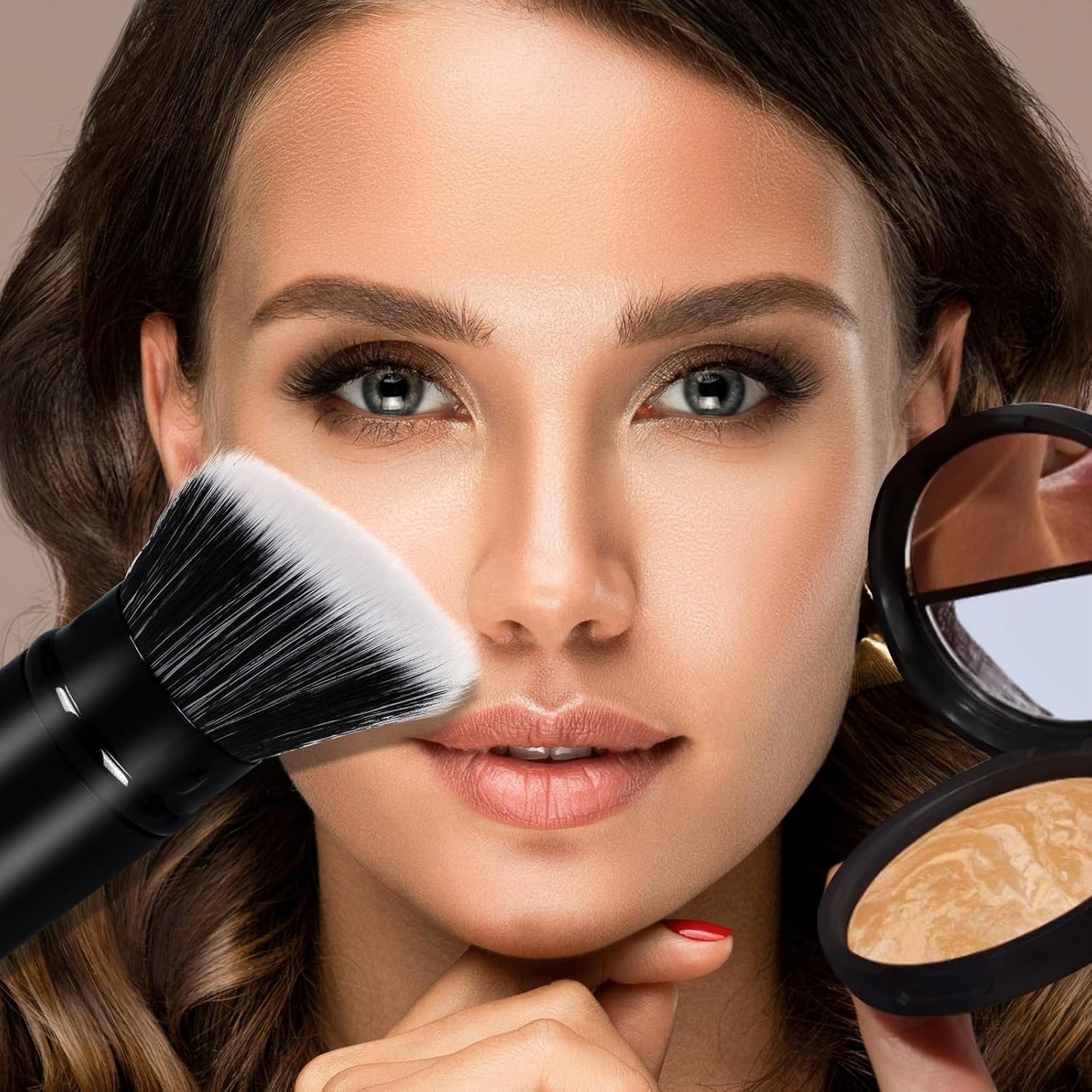 Makeup Brush, Banidy Retractable Kabuki Brush Foundation Brush for Powder Blush, Bronzer, Buffing, Liquid, Cream-GlimoraGlow