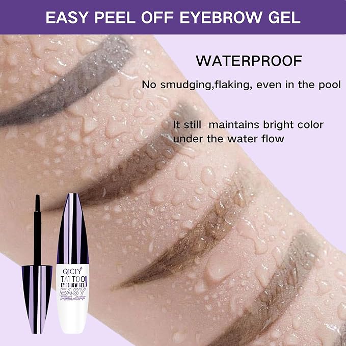 2 Pcs Dark Brown Easy Peel Off Eyebrow Gel, Tattoo Eyebrow Tint, Waterproof & Sweatproof Peel Off Tinted Eyebrow, Long-lasting Natural Color Up to 3 Days, Eyebrow Tattoo for All Skin Types (#01)-GlimoraGlow