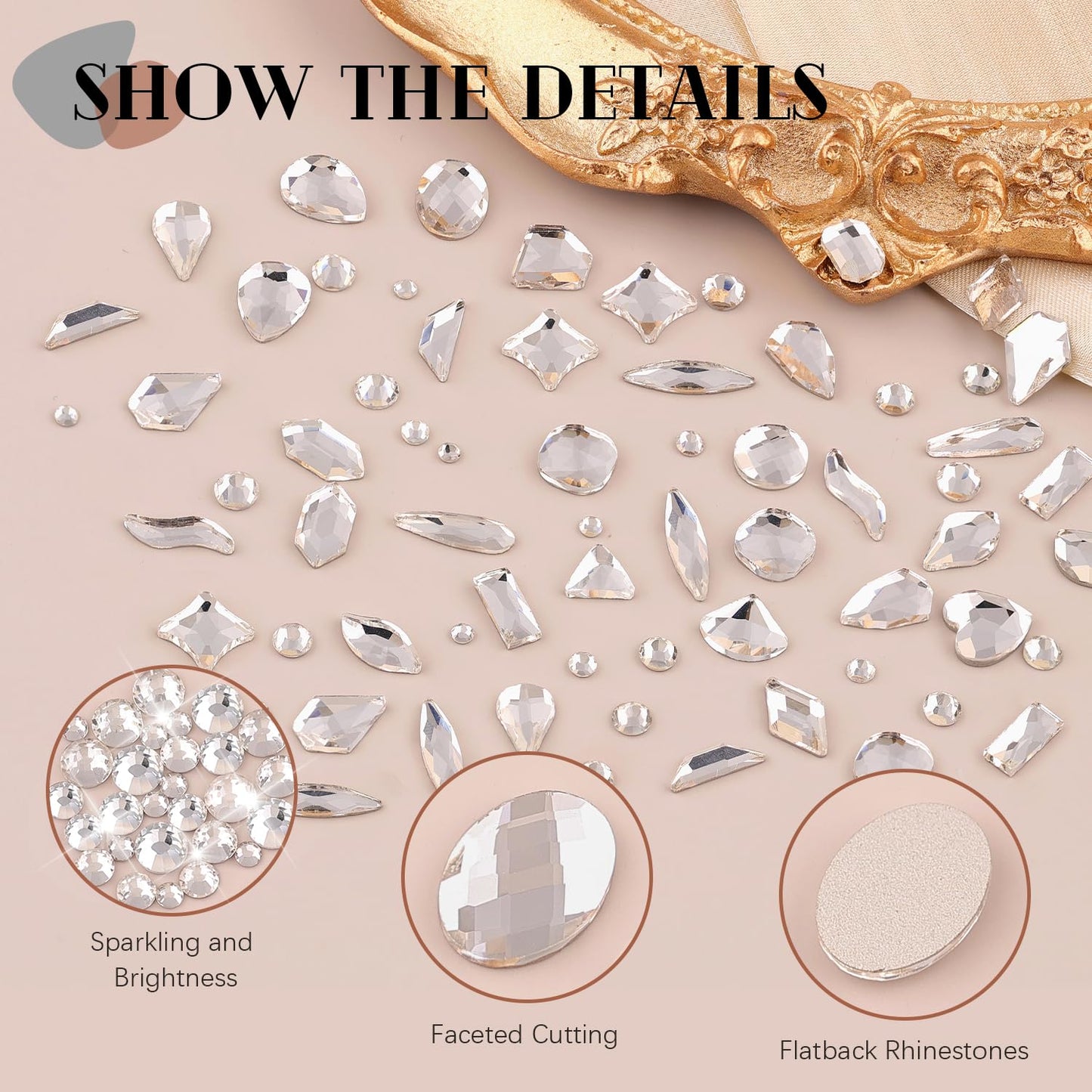 1680Pcs Silver Clear Nail Rhinestones 180Pcs Multi Shapes Glass Flatback Nail Gems + 1500Pcs 1.5-4mm Round Crystal, Manicure Nail Charms Diamond Gemstones for Acrylic Nails Decoration-GlimoraGlow