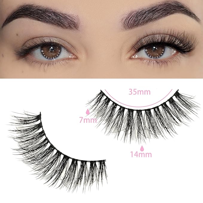 FARRED Natural Eyelashes Wispy Lashes Short False Eyelash Small Cat Eye Fake Lashes Full Pestañas Sets for MUA and Beginners Daily Makeup (F2 | 7-14mm)-GlimoraGlow