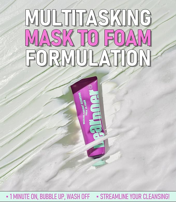 Dazzling Radiant Cleansing Pack to Foam – 3-in-1 Wash-Off Mask & Exfoliator & Cleanser w/Fresh Grape Extract & Niacinamide – Vitamin C and Resveratrol for Dry, Dull Skin (3.38 fl oz)-GlimoraGlow