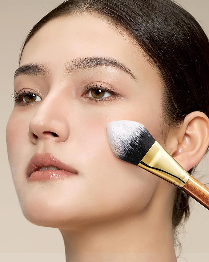 Desert Oak Series BloomFluff Powder Brush - 45mm Giant Heart-Shaped Face Brush for Setting Powder & Bronzer, Luxury Bubinga Handle (CM 196)-GlimoraGlow