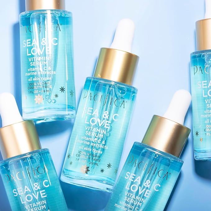 Pacifica Beauty Sea and C Love Vitamin C Serum, Skincare, Hyaluronic Acid, Green Tea, Marine Extracts, Blue Light Protection, Brightening, Lightweight, Face Care, Skin Care Serum, 1 fl oz (1 Count)-GlimoraGlow