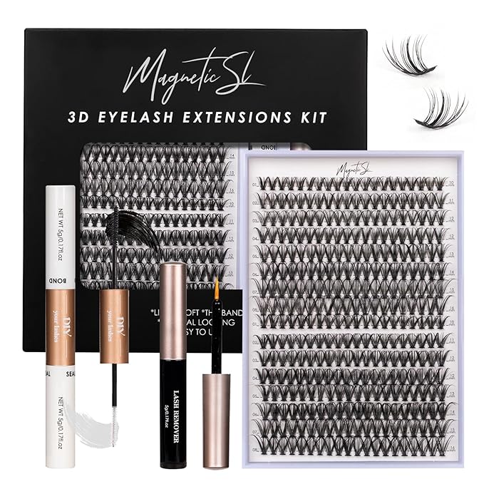 Lash Clusters DIY Lash Extensions Kit 320pcs Individual Lashes Clusters 30D 40D D Curl Eyelash Extension Kit with Applicator and Lash Bond&Seal,Clusters Lash Glue Remover Mix 10-16mm (30D+40D-320 KIT)-GlimoraGlow