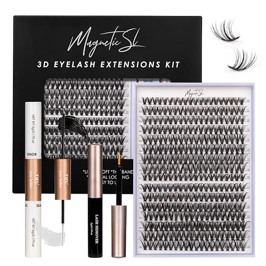 Lash Clusters DIY Lash Extensions Kit 320pcs Individual Lashes Clusters 30D 40D D Curl Eyelash Extension Kit with Applicator and Lash Bond&Seal,Clusters Lash Glue Remover Mix 10-16mm (30D+40D-320 KIT)-GlimoraGlow