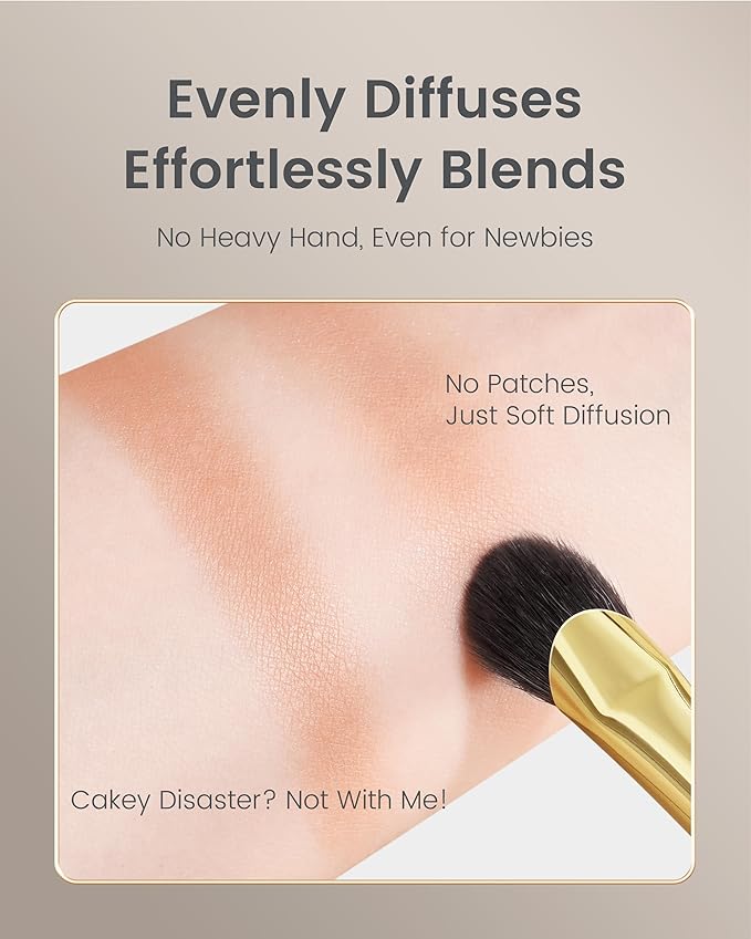 CM 170 & 171 Desert Oak Series Thumb Eyeshadow Brush DUO Set - Large & Small, Curved Finger Contour for Lid & Crease, Premium Goat Hair & Bubinga Handle, Perfect Pair for Blending, Shimmer & Detail-GlimoraGlow