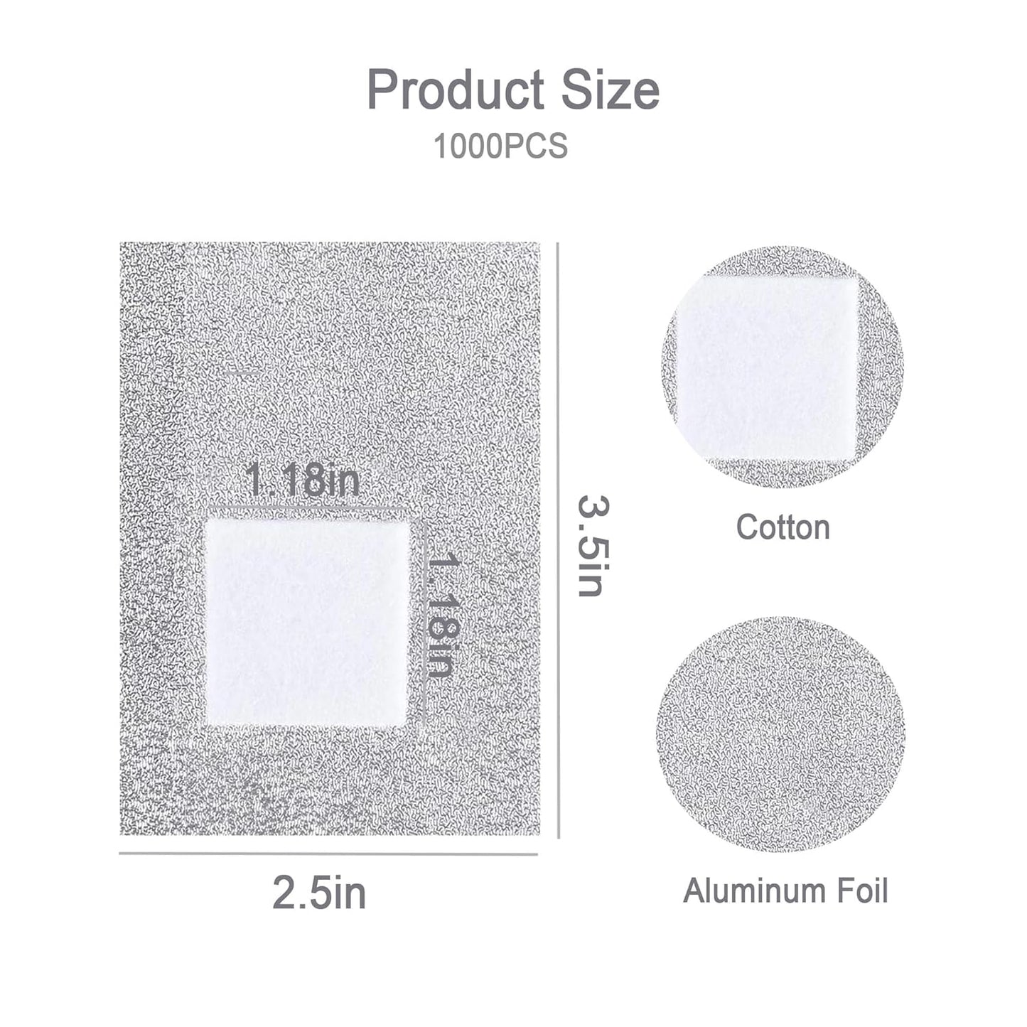 1000PCS Nail Polish Remover Foil Wraps, Nail Polish Remover Wrap with 1.18'' Pre-attached Lint Free Cotton Pads, Foil Wraps Aluminium Soak Off Gel Nail Polish Removal Tool Finger-GlimoraGlow