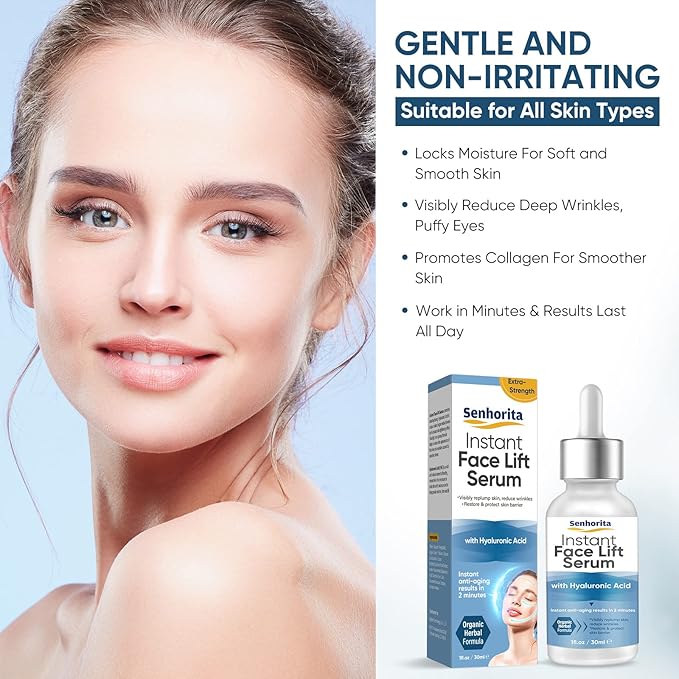 Instant Face Lift Serum, Temporary Skin Lifting & Tightening Serum, Effective Smooth Fine Lines, Wrinkles & Visibly Hide Loose Sagging Skin-GlimoraGlow