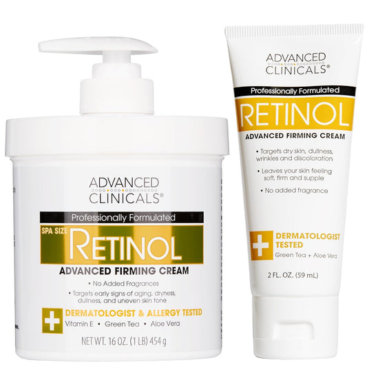 Advanced Clinicals Retinol Body Lotion & Face Moisturizer | Anti Aging Skin Care Retinol Body Cream For Women & Men Improves Appearance Of Fine Lines, Wrinkles, & Look Of Crepey Skin, W/Travel Size-GlimoraGlow