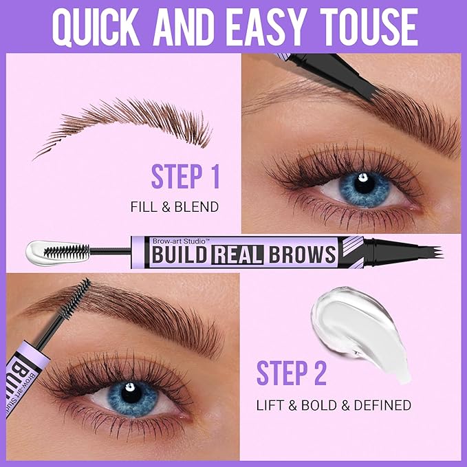 iMethod Eyebrow Pen and Eyebrow Gel - Eyebrow Pencils for Women with 4-Fork-Tip & Brow Gel Clear, Magical 2-in-1 Dual-Ended Brow Pen for Fuller-Looking Defined Brows, Stay All Day, Dark Brown-GlimoraGlow