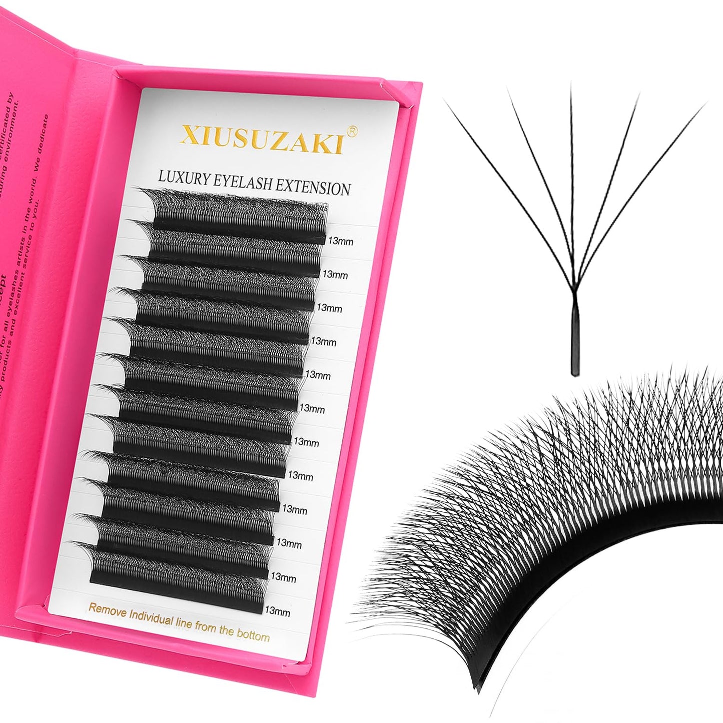 W Lash Extensions Supplies 5D Eyelash Extensions W Shape 0.07mm Thickness C Curl 12mm Premade Fans Easy Fan Lashes Volume Matte Black 12 Rows Crisscross Eye Lashes(W-5D-0.07-C,12mm)-GlimoraGlow