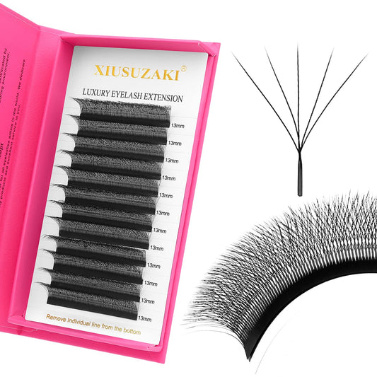 W Lash Extensions Supplies 5D Eyelash Extensions W Shape 0.07mm Thickness D Curl 15mm Premade Fans Easy Fan Lashes Volume Matte Black 12 Rows Crisscross Eye Lashes(W-5D-0.07-D,15mm)-GlimoraGlow