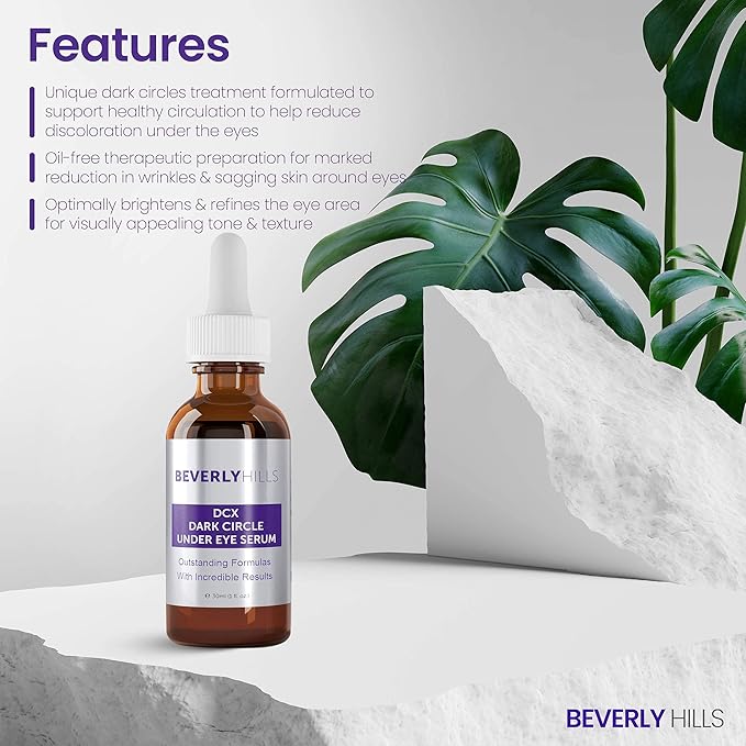 Beverly Hills DCX Under Eye Serum for Wrinkles, Puffy Eyes and Dark Cirlces Treatment for All Skin Types | Anti Wrinkle Serum with Seaweed, Hyaluronic Acids & Peptides for Hydrated & Soft Skin, 30 mL-GlimoraGlow