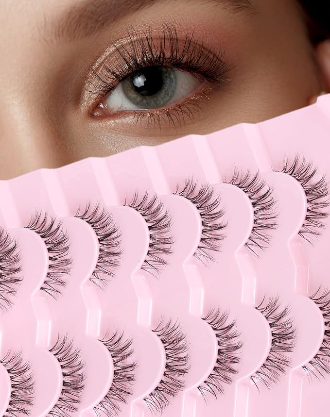 Lashes Wispy Short Eyelashes Natural Look False Eyelashes Strip Eye Lash Soft Lashes Fluffy Pack 7 Pairs Everyday Lash SF-03-GlimoraGlow