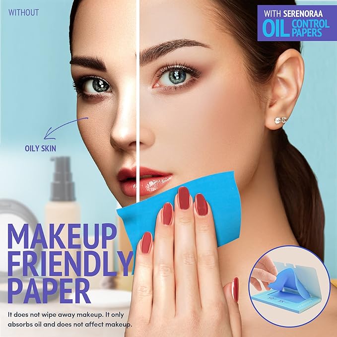 Oil Blotting Sheets for Face - Portable 1x50 Blue Oil Wipes Sheets for Face - Japanese High Performance Technology Makeup Blotting Paper -Grain Free Softer Oil Pads Absorbing Face Oil Tissues for Face-GlimoraGlow