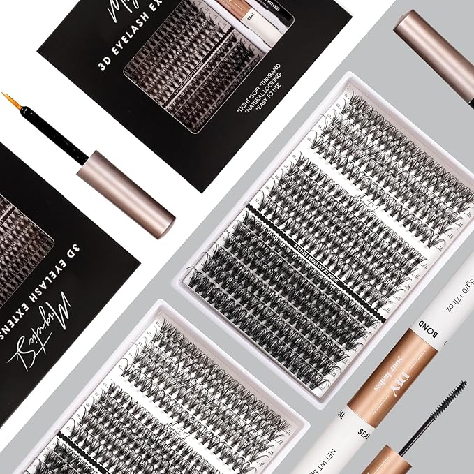 DIY Lash Extensions Kit 320pcs Individual Lashes Clusters 30D 40D 60D D Curl Eyelash Extension Kit with Applicator and Lash Bond&Seal, Lash Remover For False Eyelash Mix 11-20mm (30D+40D+60D KIT)-GlimoraGlow