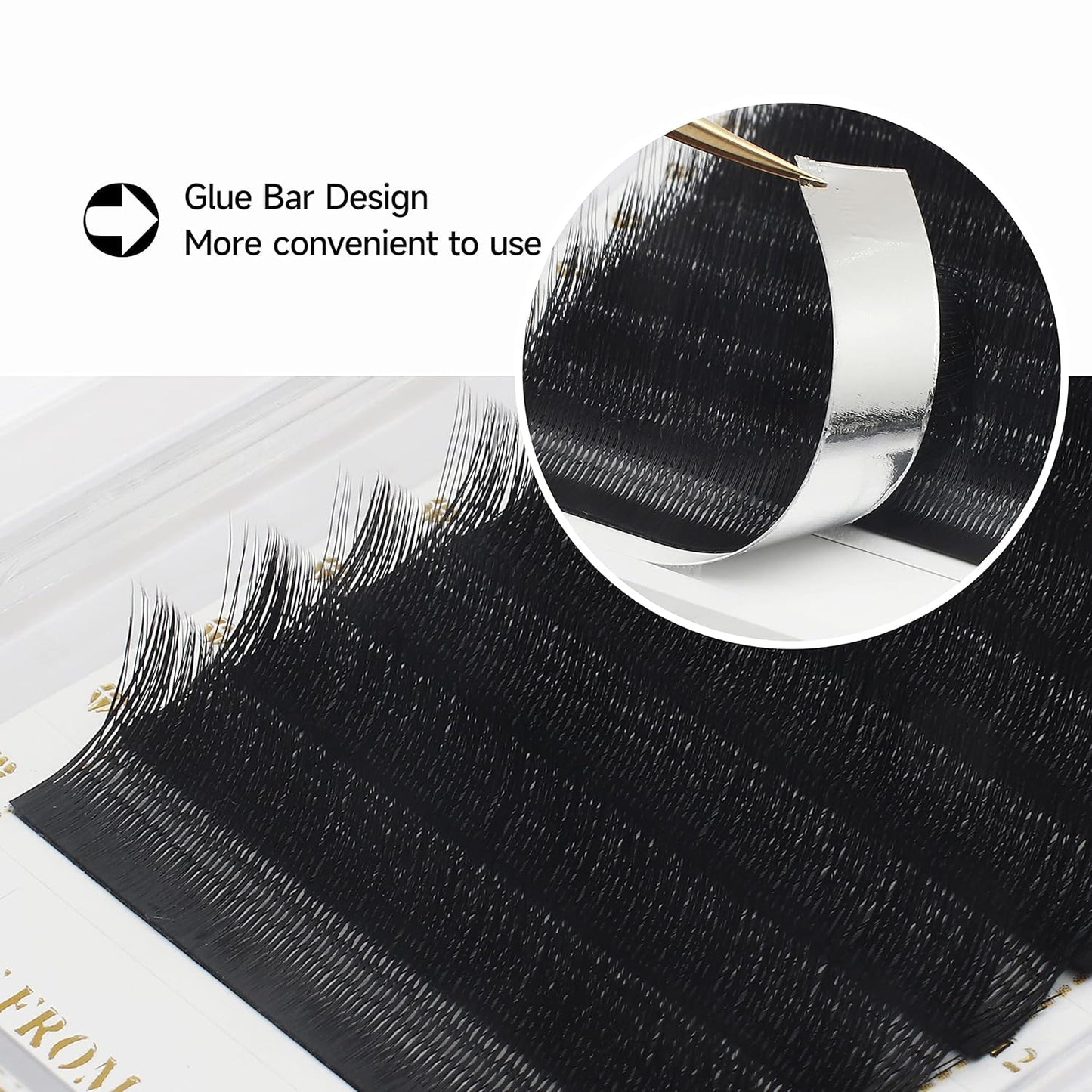 Lash Extensions Three Core Tips 3D Eyelash Extensions W Shape 0.07mm Thickness C Curl Mix 8-15mm Premade Fans Easy Fan Volume Lashes Matte Black Crisscross(W-3D-Three Core-0.07-C,8-15mm Mix)-GlimoraGlow