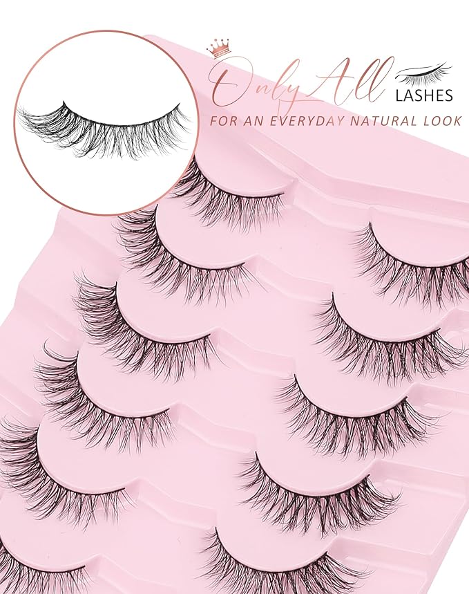 Onlyall Lashes Mink False Eyelashes Natural Wispy Lashes Soft Faux Mink Lashes Fluffy False Lashes DK77-GlimoraGlow