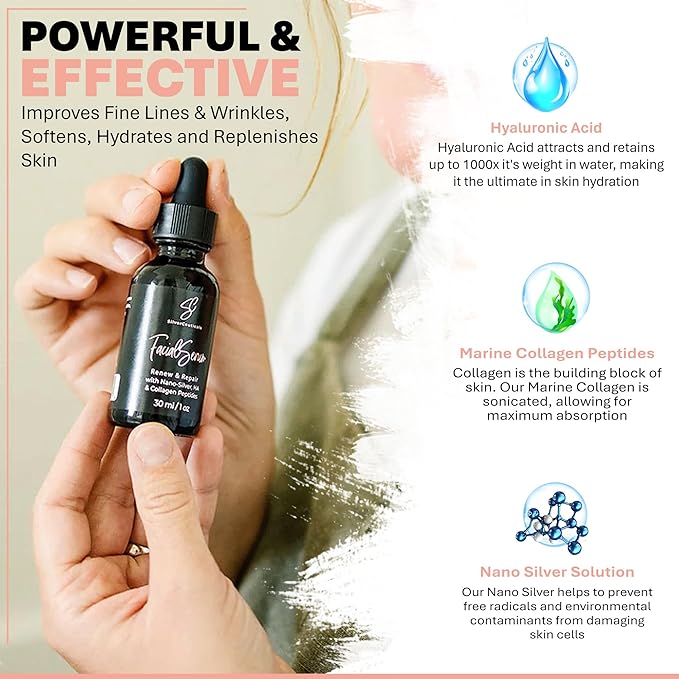 Facial Serum - Fight Blemishes - Acne Pimples & Breakouts - Soften Fine Lines & Wrinkles - Hydrate & Repair Damaged Skin - Clear Complexion - Collagen - 2 Types of Hyaluronic Acid - Anti Aging - 1oz-GlimoraGlow