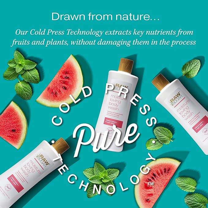 RAW SUGAR Moisture Loving Body Wash - Watermelon + Fresh Mint, Moisturizing & Refreshing Bath & Shower Gel, Sulfate-Free, Paraben-Free & Vegan (Pack of 3)-GlimoraGlow
