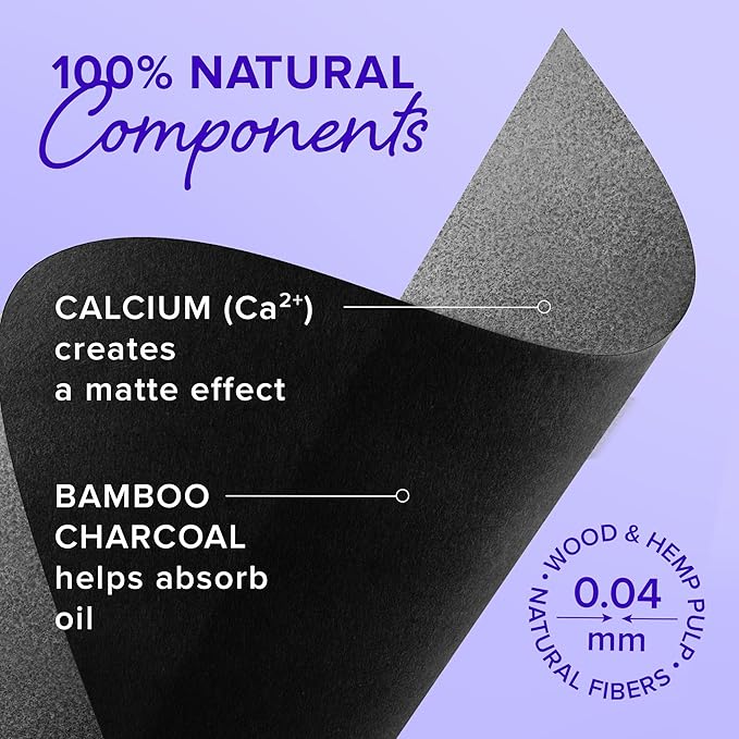 MAREE Oil Blotting Sheets for Face (100 Sheets) - Mineral Blotting Papers For Face with Bamboo Charcoal - Maximum Absorption & Shine Control - Makeup-Friendly Wipes for Oily Skin-GlimoraGlow