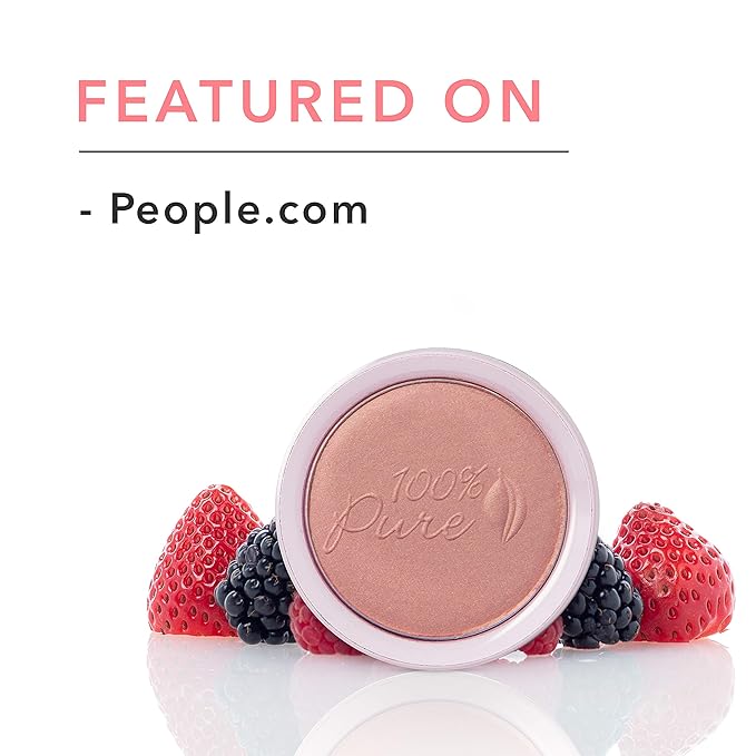 100% PURE Powder Blush (Fruit Pigmented), Peach, Soft Shimmery Finish, Nourishes Skin w/Rosehip Oil, Cocoa Butter, Natural Makeup (Neutral Peach w/Bronze) - 1.81 oz-GlimoraGlow